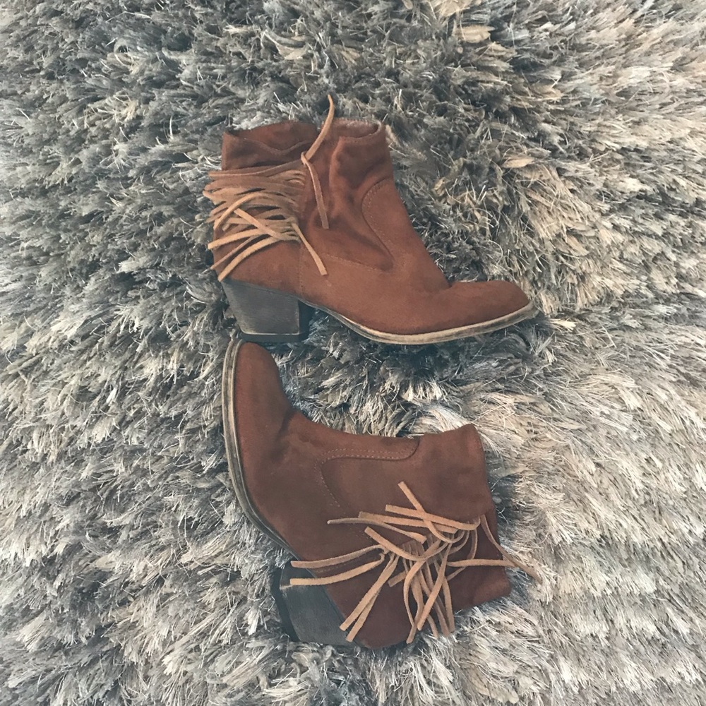 Brown Suede Boots with Fringe sz 8.5